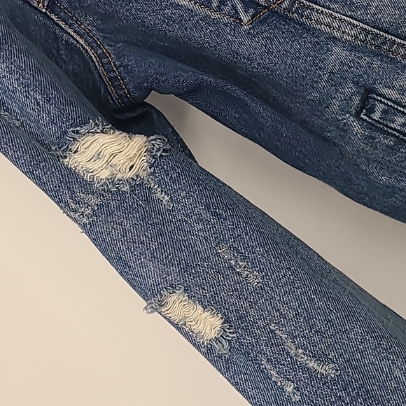 Levis Denim jean trucker jacket distressed size medium - Picture 5 of 11